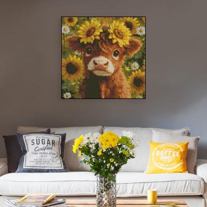 Cow Flowers Stamped Cross Stitch Embroidery Kits for Beginners Adults - Image 4