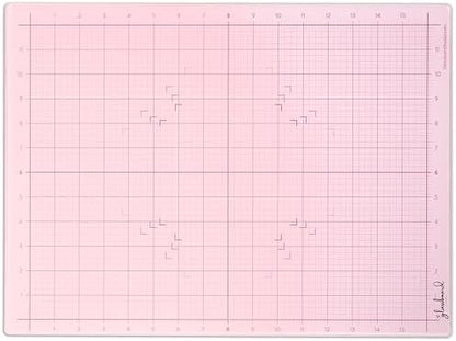 GLASSBOARD STUDIO Glass Craft Mat - Magnetic, Heat & Scratch Resistant - For Crafting, Cutting, Painting, Mixed Media Artwork - Grid Lines, Non-Slip Rubber Feet (Blush 13.5"L x18"W) by GlassboardStudio