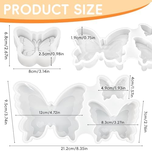 Butterfly Resin Molds, 2Pcs Butterfly Candle Molds 4 Shaped Size - Image 3