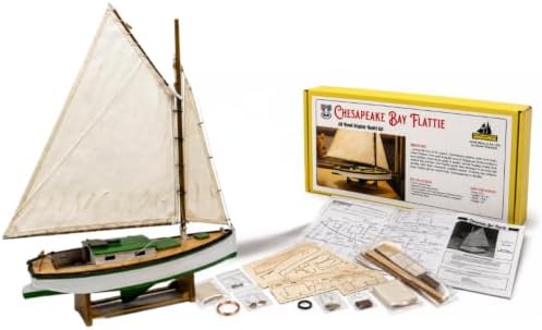 Midwest Chesapeake Bay Flattie Wooden Model Ship Kit for Adults - Beginner Woodcraft Boat Building Set - Easy Laser-Cut DIY Hobby Craft Gift, Made in USA, 1:32 Scale by ModelExpo