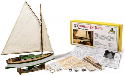 Midwest Chesapeake Bay Flattie Wooden Model Ship Kit for Adults - Beginner Woodcraft Boat Building Set - Easy Laser-Cut DIY Hobby Craft Gift, Made in USA, 1:32 Scale by ModelExpo
