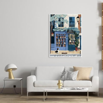 KYOQFVN Book Store Paint by Numbers Kit for Adults - Street Paint by Number Kits on Canvas, DIY Acrylic Painting Kit for Home Wall Decor 16x20 Inch - Image 4