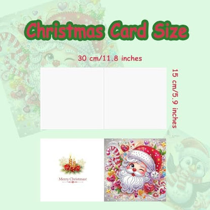 12 Packs Diamond Art Cards Kit, Diamond Painting Greeting Cards with Envelopes, DIY Card Making Kits for Adults, Gifts for Families, Friends, Partners (Santa Claus) - Image 4
