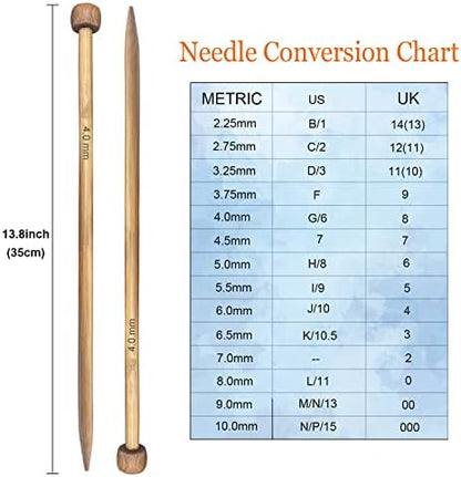 Mdoker Bamboo Knitting Needle Straight Single Pointed Sweater Knitting Needles 13.8-inch Length for Handmade DIY Knitting Projects,Size US 4(3.5mm) - Image 4