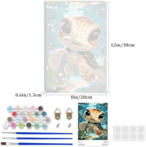 Lxmsja Cute Turtle Paint by Numbers Kit for Adults, Fantasy Ocean Acrylic Paint by Numbers for Adults Beginner, DIY Craft Supplies Oil Painting Kits for Home Wall Decor 8x12 inch (Framed) - Image 4