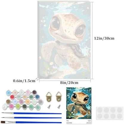 Lxmsja Cute Turtle Paint by Numbers Kit for Adults, Fantasy Ocean Acrylic Paint by Numbers for Adults Beginner, DIY Craft Supplies Oil Painting Kits for Home Wall Decor 8x12 inch (Framed) - Image 4