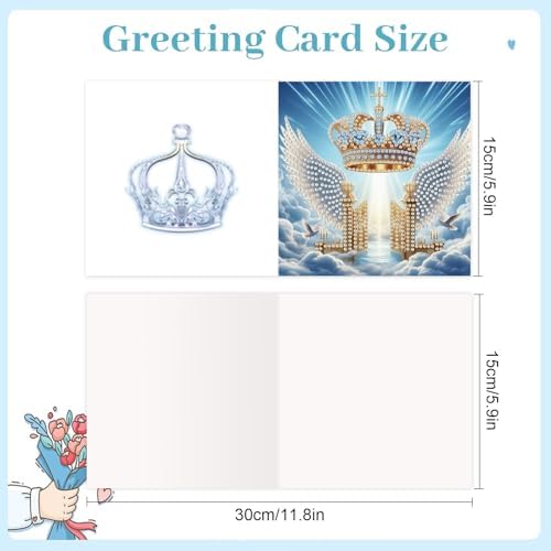6pcs Diamond Painting Greeting Card with envelopes, DIY Angel wing and crown Diamond Art Greeting Card for Blessing and Wish Special Shaped Arts Crafts for Christmas Birthday Thanksgiving Day Holiday - Image 2