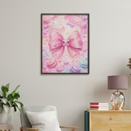 Lyngora Paint by Numbers Kit for Adults Beginner Art Decor Pink Candy Bow - Image 5