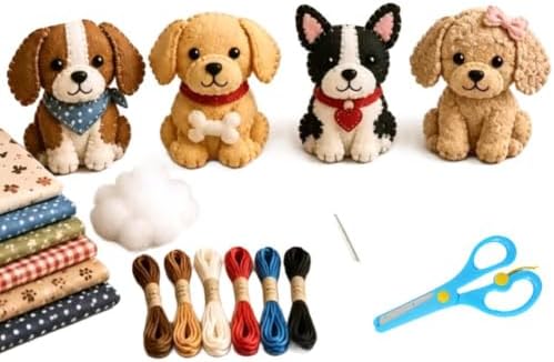 DIY Fabric Animal Craft Kit, 3D Cute Patchwork Sewing Set for Adults and Beginners, Stitch Your Own Whimsical Patchwork Sewing Set for Making Ornament,Handmade Art Holiday Gift Keychain (B-set) by ZHOSXRC