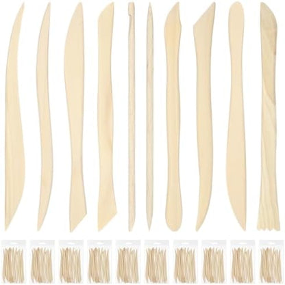 Ferrochef 10 Set 100 Pcs Clay Tools, Beech Sculpting Tools, Classic Style by Ferrochef