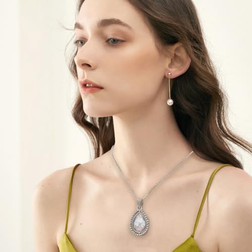 24Pcs 6 Sets Pendant Tray Set Teardrop Bezel Pendant Trays with Glass Cabochons and Chain Rhinestone Rotatable Double Sided Bezel Charms for Jewelry Making Supplies Necklace Gift Adults - Image 6