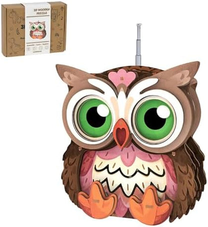 3D Wooden Puzzles for Adults, Big-Eyed Adorable Owl Bluetooth Speaker Model Kit, 3D Puzzles for Adults Room Home Decor DIY Craft Kit, Holiday Birthday Christmas Day Gifts for Men Women Teens by RnfinewowWoodenPuzzles