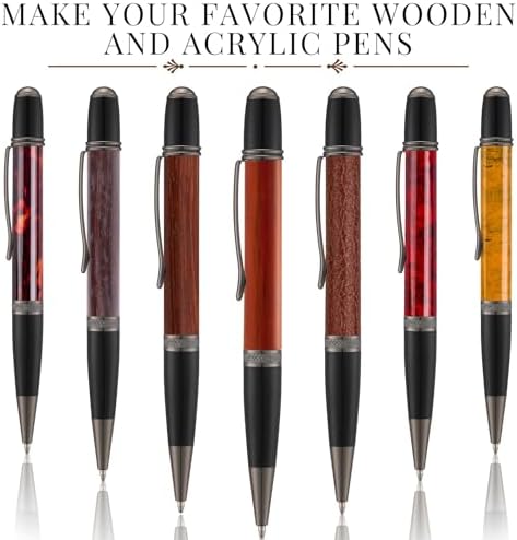Colarr 12 Pack Woodturning Pen Kit Twist Ballpoint Pen Kit, Black - Image 5