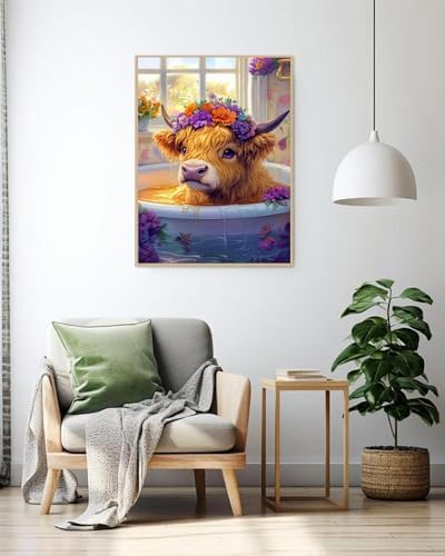 Mowana Paint by Numbers Kit for Adults Beginners, Cow Adult Paint by Number Kits Framed Canvas with Easel, Adult Crafts DIY Arcylic Oil Painting 8x12inch - Image 6