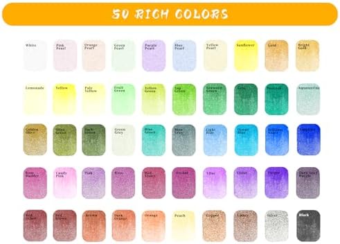 Artecho 50-Color Metallic Watercolor Paint Set with Easy-Hold Ring - Image 2