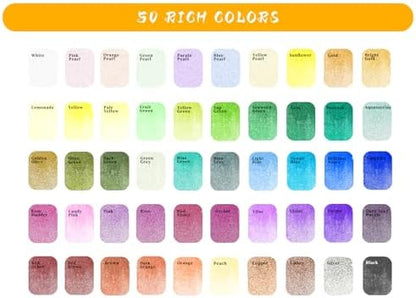 Artecho 50-Color Metallic Watercolor Paint Set with Easy-Hold Ring - Image 2