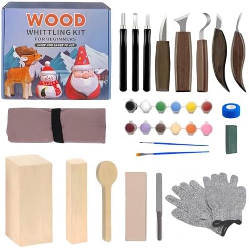 Wood Carving Kit, Wood Carving Tools Wood Carving Knife with Basswood Blocks Woodworking Widdle Gift for DIY Beginners Adults (17 PCS) by Zursuny