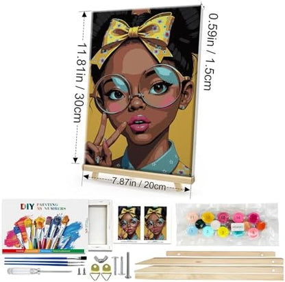 HeeBenor Framed Paint by Numbers Kit for Adults, Black Women, 8x12 Inch - Image 2