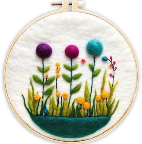 CaptainCrafts Needle Felting Kit for Adults Flowers Pattern DIY Home Decor by CaptainCrafts