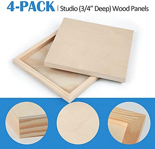 Falling in Art 4 Pack 10x10’’ Unfinished Birch Wood Panels Kit for Painting - Image 4
