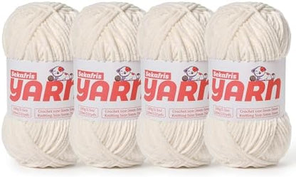 4 Pack Plush Chunky Chenille Yarn for Crocheting, Soft Fluffy Velvet Yarn for Crocheting Amigurumi, Fuzzy Baby Blanket Knitting 400g/524yds Bulky(4 White) by Sekafris