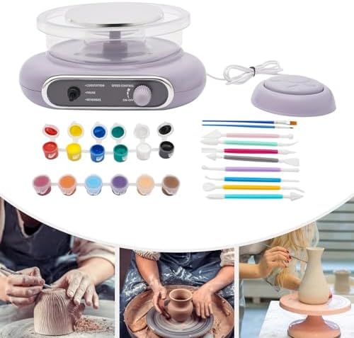 Electric Pottery Wheel Machine for Adults Kids, 0-200Rpm Adjustable Speed with 4.7Inch Turntable & Foot Pedal. Complete Clay Craft Kit Includes 8 Shaping Tools, Paints,Air-Dry Clay for Ceramic Making - Image 5