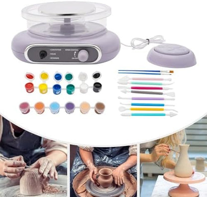 Electric Pottery Wheel Machine for Adults Kids, 0-200Rpm Adjustable Speed with 4.7Inch Turntable & Foot Pedal. Complete Clay Craft Kit Includes 8 Shaping Tools, Paints,Air-Dry Clay for Ceramic Making - Image 5