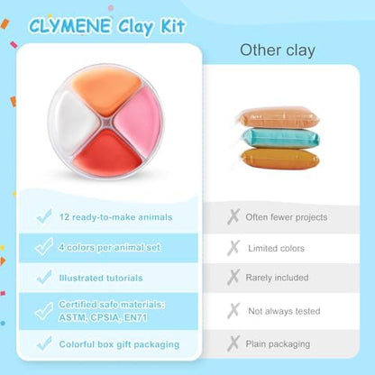 CLYMENE Air Dry Clay Kit for Kids, 12 Animals Modeling Clay with Accessory - Image 4