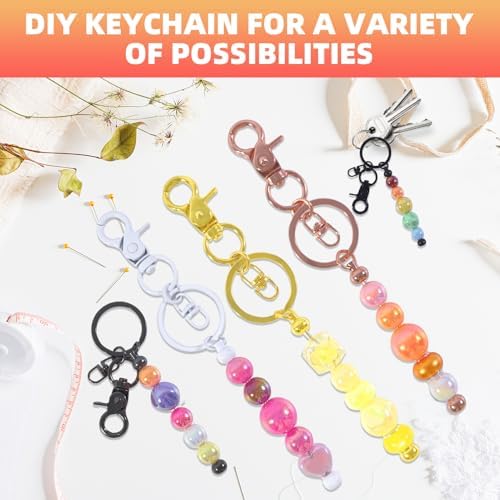 96 Pcs Beadable Keychains Bars bulk - 48 Multicolor DIY Metal Beaded Keychain Making Kit + 48 Bags Included, Bead Keychain Supplies,Blank Key Chain, Perfect for Women, Men, Mother's Day, Birthday Gift - Image 5