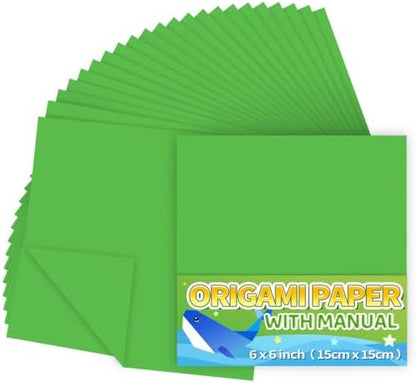 Praisebank Dark Green Origami Paper, 220pcs 6x6 inch, Double Sided Color, Origami Paper Kit for Crafts, Origami Kit. by Praisebank