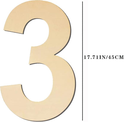 17 inch Large Wooden Numbers, Wood Number, Blank Wooden Number, Wooden Sign Board, Wooden Numbers for Crafts, DIY Projects, Birthday, Party, Wedding Decorations (Number 3)