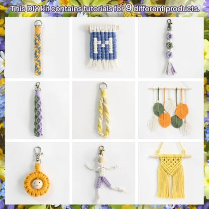 BUFANTL DIY Macrame Kit for Adults Beginners, 77 PCS Macrame Supplies with 9 Projects, 6 Colors Macrame Cord & Full Craft Materials, Great Gift Idea for Craft Lovers - Image 5