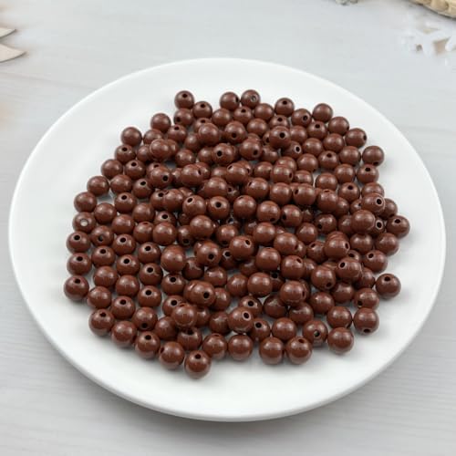 200pcs Acrylic Round Beads for Crafts 10mm Resin Candy Color Spacer Beads with Hole for Jewelry Making Sewing Crafts Decoration Necklaces Bracelets Earrings Supplies(Brown) - Image 2