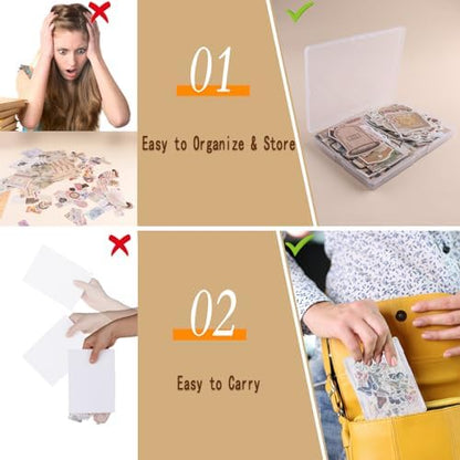200Pcs Vintage Scrapbook Stickers, Aesthetic Junk Journal Stamping Supplies Kit, Scrapbooking Ephemera Washi Paper for Bullet Journaling Planners Diary Collage (Nostalgic) - Image 5