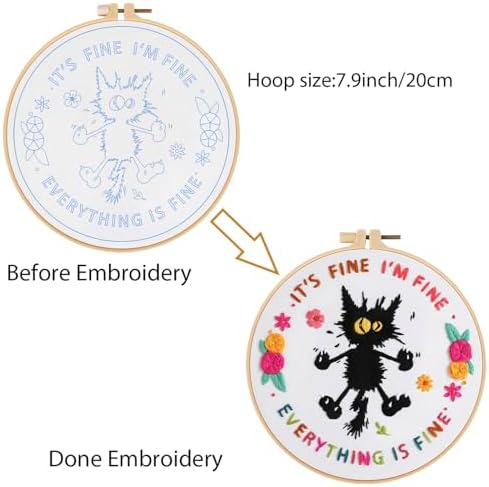 Louise Maelys Cute Cat Embroidery Kit for Beginners DIY Needlepoint - Image 4