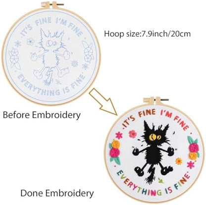 Louise Maelys Cute Cat Embroidery Kit for Beginners DIY Needlepoint - Image 4