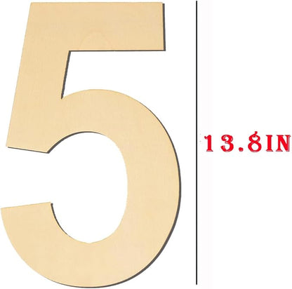 15 Inch Large Wooden Number 5 - Blank Unfinished Wood Numbers for DIY Craft, Signs, Birthday Wedding Party Decorations