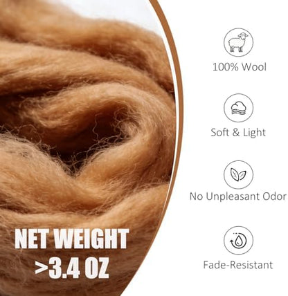 3.4oz Needle Felting Wool Downtown Brown for DIY Needle Craft Enthusiasts - Image 2