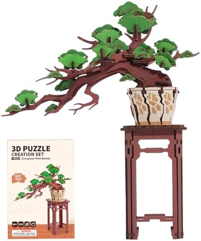 3D Wooden Puzzle for Adults - Evergreen Pine Bonsai, DIY Wood Model Kit, Creative Craft Kit, Unique Gift and Home Decor for Nature Lovers (115PCS) by Wowood