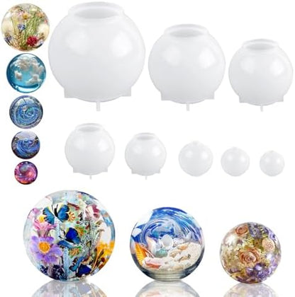 KISREL Sphere Resin Molds, 8 PCS Sphere Silicone Mold, Upgraded Epoxy Molds by KISREL