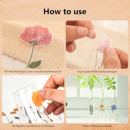NESSCCI Pressed Flower Themed Stickers (Assorted 480 Pieces,24 Sheets) Scrapbook Supplies,Stickers for Journaling, Dried Floral Resin,Scrapbook Sticker,Junk Journal Sticker - Image 4