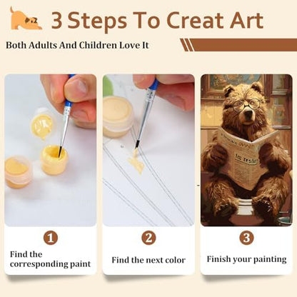 Reivworl Bear Paint by Numbers Kit for Adults Beginner 16×20 inch - Image 7