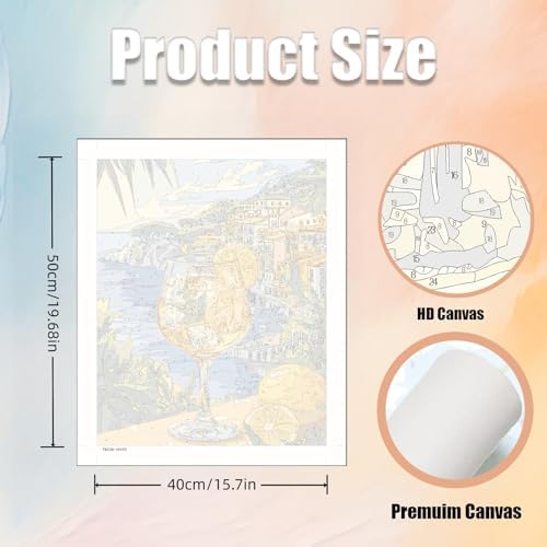 5DDIYART Seaside Lemon Paint by Numbers for Adults Beginner, Paint by Number Kits on Canvas, Paint by Easy Acrylic Oil Painting Home Wall Decor 16x20inch - Image 5