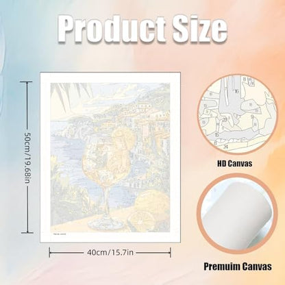 5DDIYART Seaside Lemon Paint by Numbers for Adults Beginner, Paint by Number Kits on Canvas, Paint by Easy Acrylic Oil Painting Home Wall Decor 16x20inch - Image 5