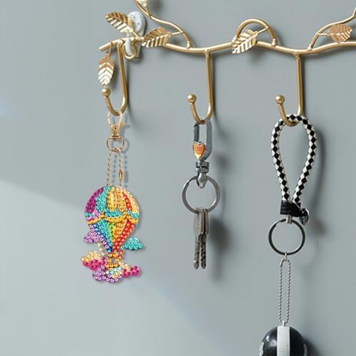 HuamuTech 5 Pcs/6 Pcs/8 Pcs Full Drill Keyring Special Shape Double Sided Diamond Art Keychain for Beginners Birthday Craftin - Image 5