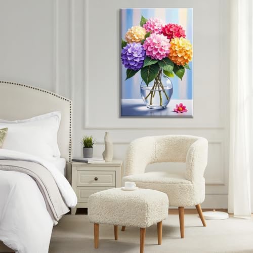 ATDMS Paint by Numbers Kit for Adults Flowers Paint by Number with Frame Hydrangea Paint by Number with Easel DIY Floral Oil Painting by Numbers for Gift Home Wall Decor 8x12 Inch - Image 7