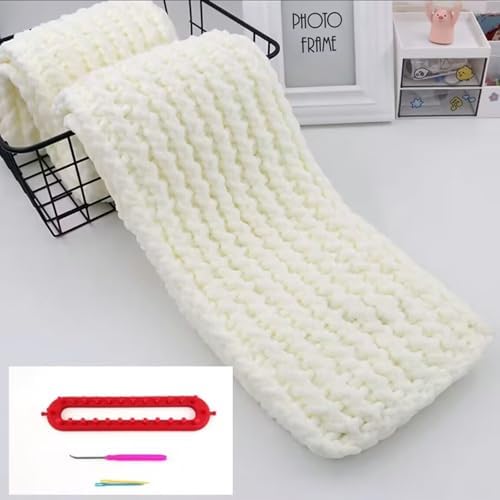 Rectangle Knitting Looms，Plastic Weaving Looms Set，Weaving Loom，Scarf Hats Making Tools，DIY Crocheting Handmade Craft Kit with a Crochet Hook and Needle for Knitting Lovers，26 cm (Red) - Image 4