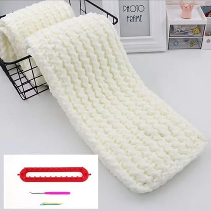 Rectangle Knitting Looms，Plastic Weaving Looms Set，Weaving Loom，Scarf Hats Making Tools，DIY Crocheting Handmade Craft Kit with a Crochet Hook and Needle for Knitting Lovers，26 cm (Red) - Image 4