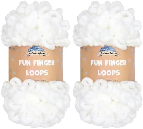 JubileeYarn Fun Finger Loops Yarn - White - 2 Skeins by BambooMN