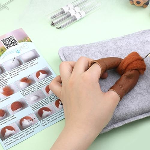 Needle Felting Kit, 3 Pcs Dog Animal Needle Felting Beginner Kits, Wool Felt Needle Felting Tools Foam Pad, Craft Party Supplies for Beginners Adult - Image 4